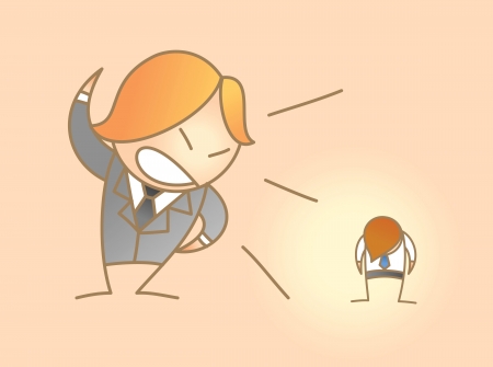 cartoon character of boss yelling at employeeのイラスト素材
