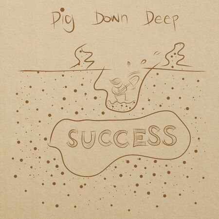cartoon drawing of business man digging down to the successの写真素材