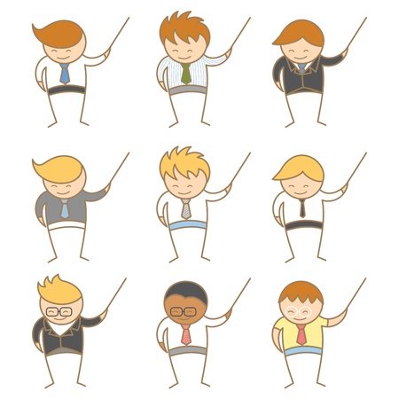 set of cartoon business man character various posesのイラスト素材