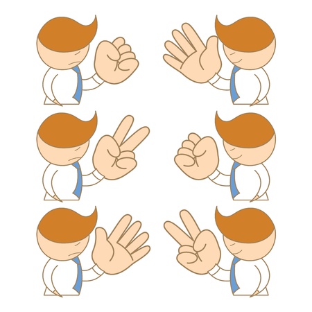 cartoon character of business man rock paper scissorsのイラスト素材