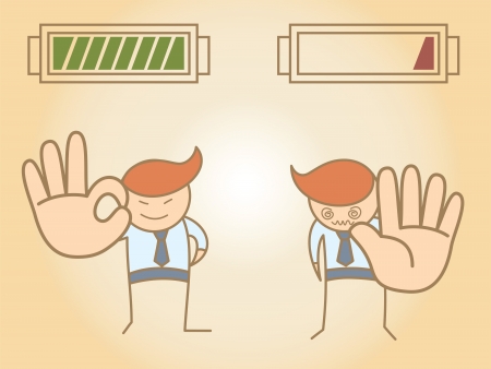 business man fresh and weak cartoon character conceptのイラスト素材
