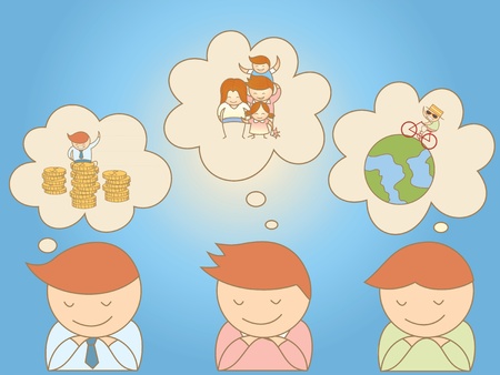 business men dreaming about life goalのイラスト素材