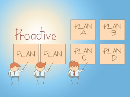 business man proactive solution plan cartoon characterのイラスト素材