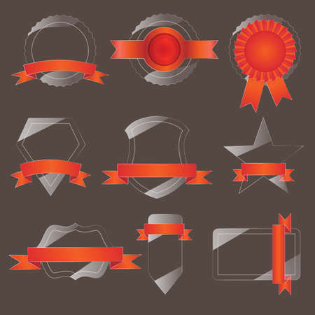 clear sticker with ribbon label setのイラスト素材