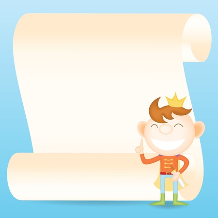 prince with parchment paper cartoon characterのイラスト素材