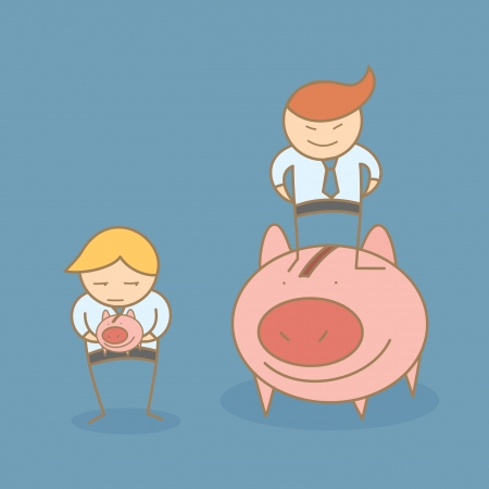 cartoon character of  rich and poor business menのイラスト素材