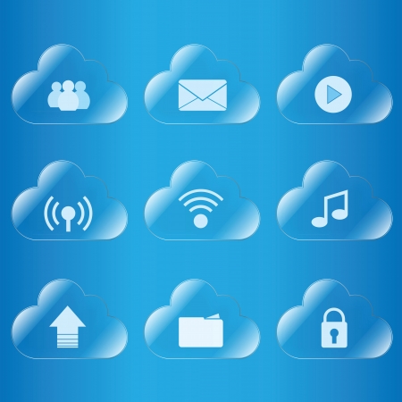 cloud computing icon glassのイラスト素材