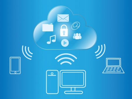 cloud computing wireless access to digital contentのイラスト素材