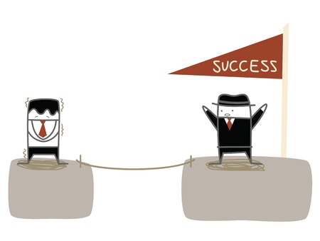 businessman fear to climb to the success cliffのイラスト素材
