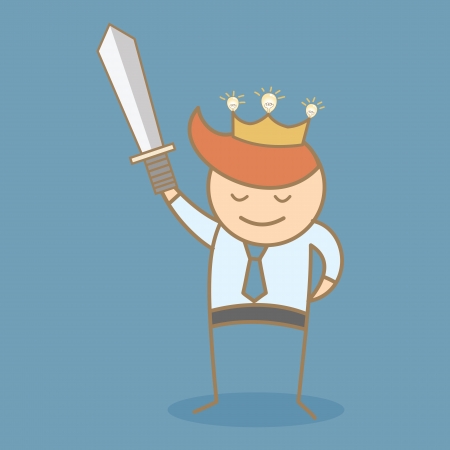 business man hold sword and crown win the ideaのイラスト素材