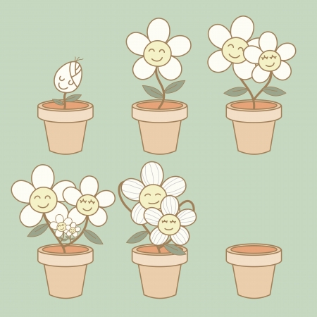 Illustration of flower growth demonstration life cycleのイラスト素材