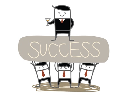 business man team lift boss to successのイラスト素材
