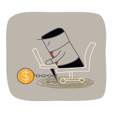 business man lock up working hard for moneyのイラスト素材
