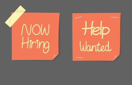 Now hiring and help wanted noticesのイラスト素材