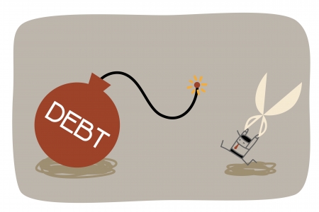 cartoon character of debt management conceptのイラスト素材