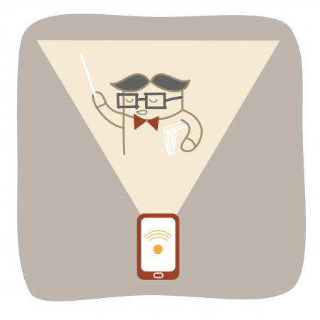 mobile wireless signal connect internet for online learningのイラスト素材