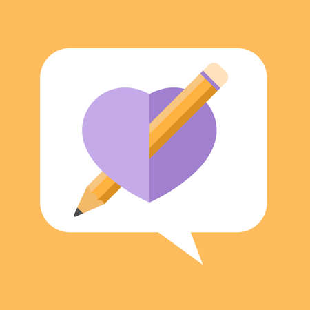 pencil into heart shape illustrated like comment conceptのイラスト素材