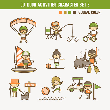 outdoor sport character setのイラスト素材