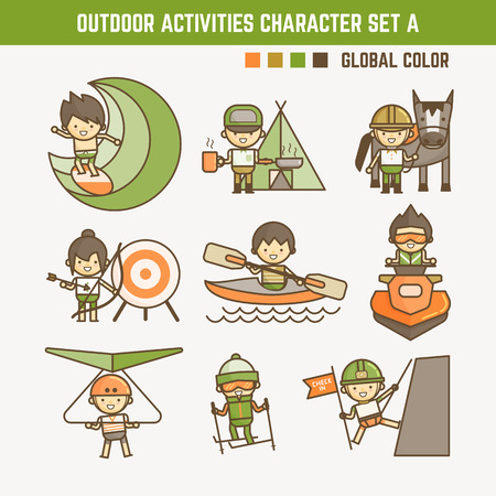 outdoor sport character setのイラスト素材