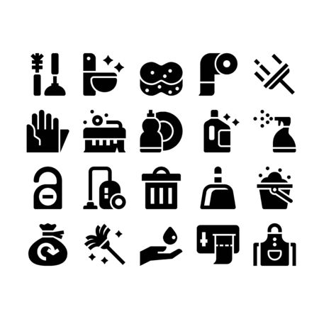 Minimal style icons of cleaningのイラスト素材