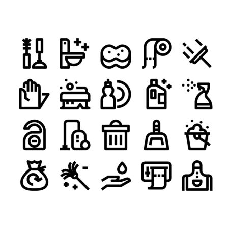 Minimal style icons of cleaningのイラスト素材
