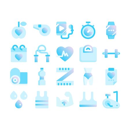 Minimal style icons of fitness and exerciseのイラスト素材