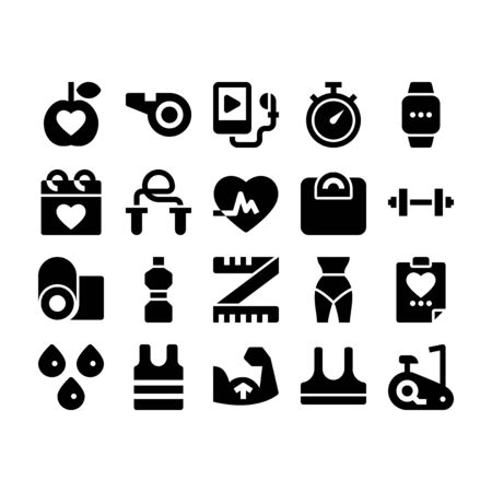 Minimal style icons of fitness and exerciseのイラスト素材