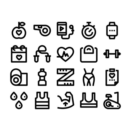 Minimal style icons of fitness and exerciseのイラスト素材