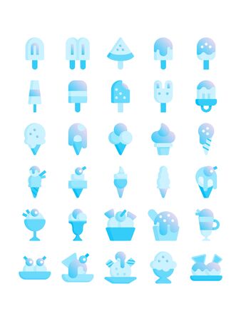 Minimal style icons of ice creamのイラスト素材