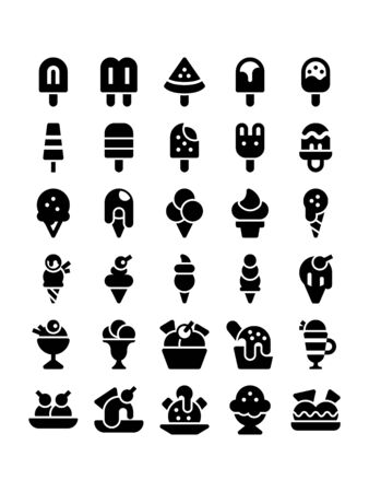 Minimal style icons of ice creamのイラスト素材