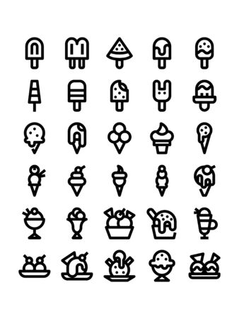 Minimal style icons of ice creamのイラスト素材