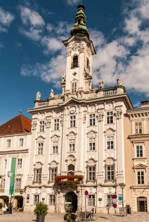 The city hall (Rathaus) on the town place in Steyr, Upperaustriaのeditorial素材
