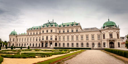 Amazing view of famous Schloss Belvedere, built by Johann Lukas von Hildebrandt as a summer residence for Prince Eugene of Savoy, Vienna, Austriaのeditorial素材