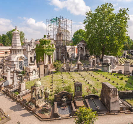 Milan, Italy, June 8, 2019 - at the Jewish part of the Monumental cemetery (Cimitero Monumentale) of the cityの写真素材