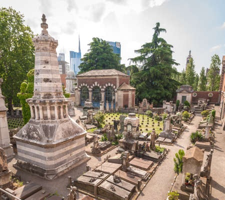 Milan, Italy, June 8, 2019 - at the Jewish part of the Monumental cemetery (Cimitero Monumentale) of the cityの写真素材