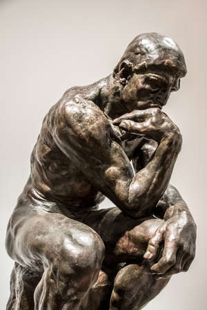 Venice, Italy - 3 October, 2020: Statue of "The Thinker" in Ca Pesaro Museum, Auguste Rodinのeditorial素材