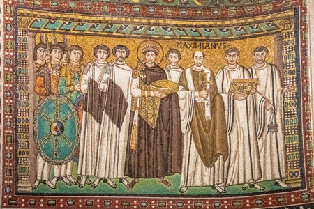 Ravenna, Italy - 01.11.2021 - Famous Early Christian Mosaics at San Vitale Church in Ravenna, Emilia Romagna, Italy, Europeのeditorial素材