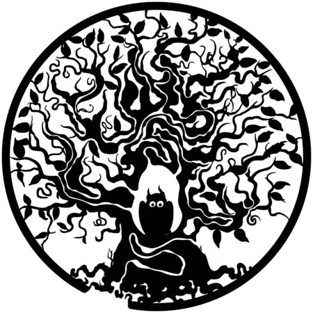 Illustration bizarre decorative labyrinth in a circleのイラスト素材