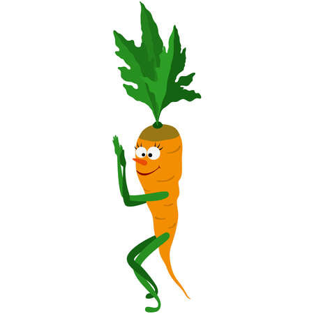 Cartoon carrot practicing yoga asana eagle poseのイラスト素材