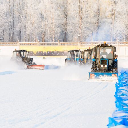 special technique restores the ice for racingのeditorial素材