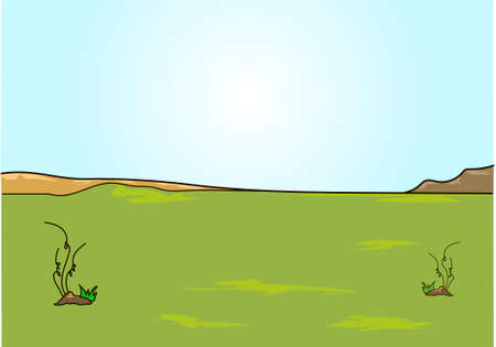 The tropical savanna and the blue sky.のイラスト素材