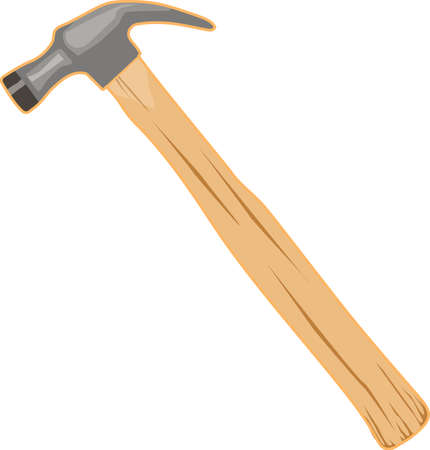 A hammer with a wooden handle.のイラスト素材