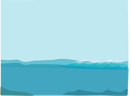 blue sea and sky, horizon, waves, depth