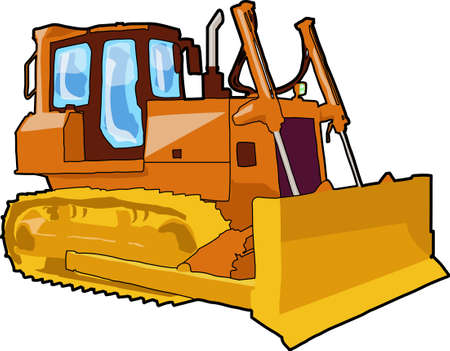 A big yellow bulldozer in a white background.のイラスト素材