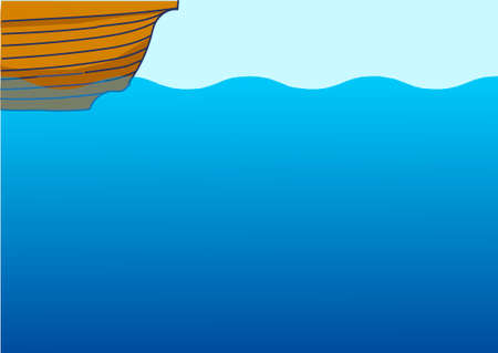 A bottom boat, underwater background, undersea lifeのイラスト素材