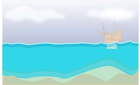 A big tanker in a blue sea.のイラスト素材