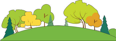 Multicoloured trees on the hill, colourful forestのイラスト素材