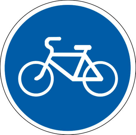 Bike path sign. A blue round road sign.のイラスト素材