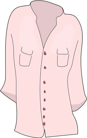 The pink blouse with long sleeves, on a buttons.のイラスト素材