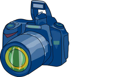 The dark blue camera on a white background.のイラスト素材